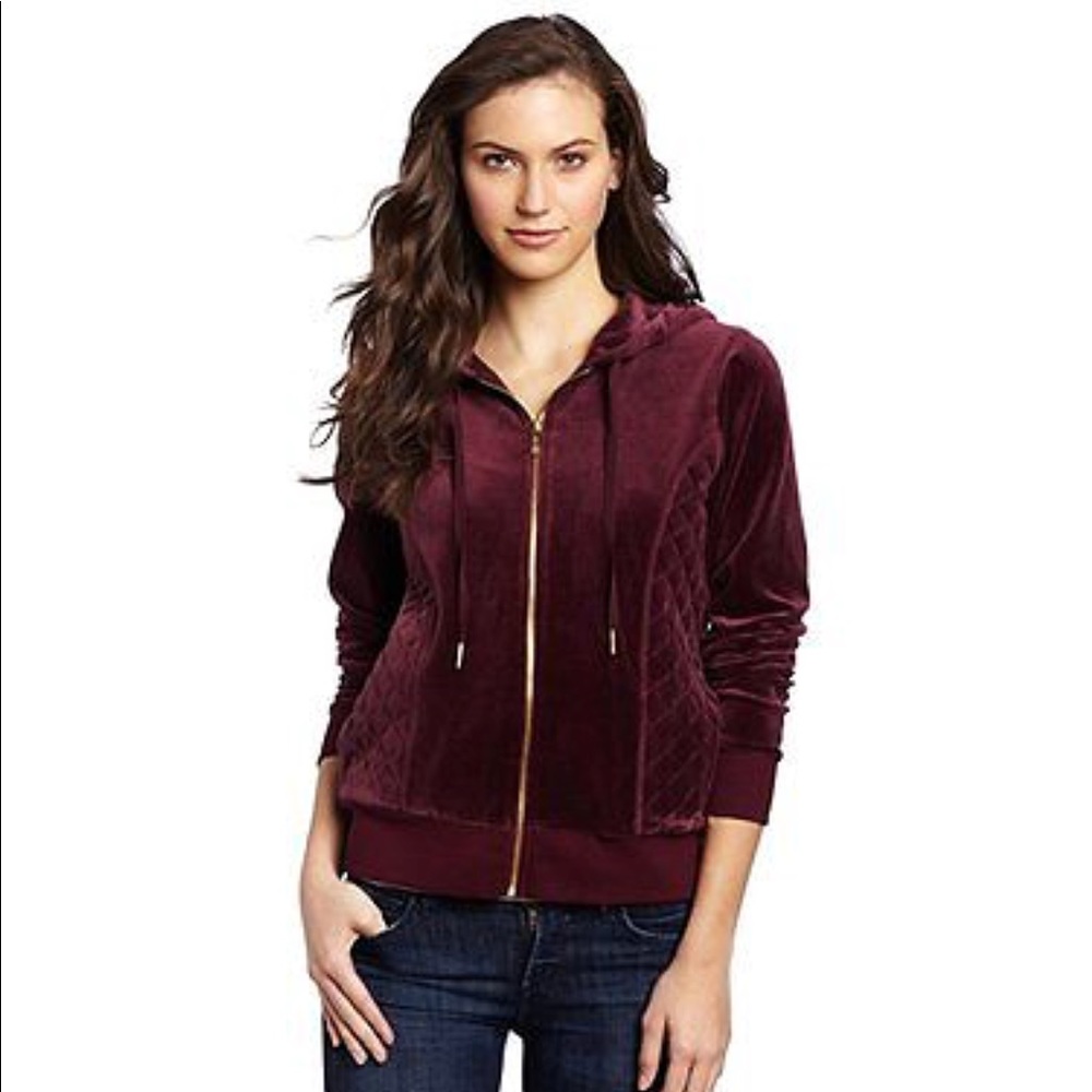 Calvin Klein velour quilted hoodie - XS, maroon
